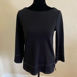 Ann Taylor Black Shirt White Detail XSP